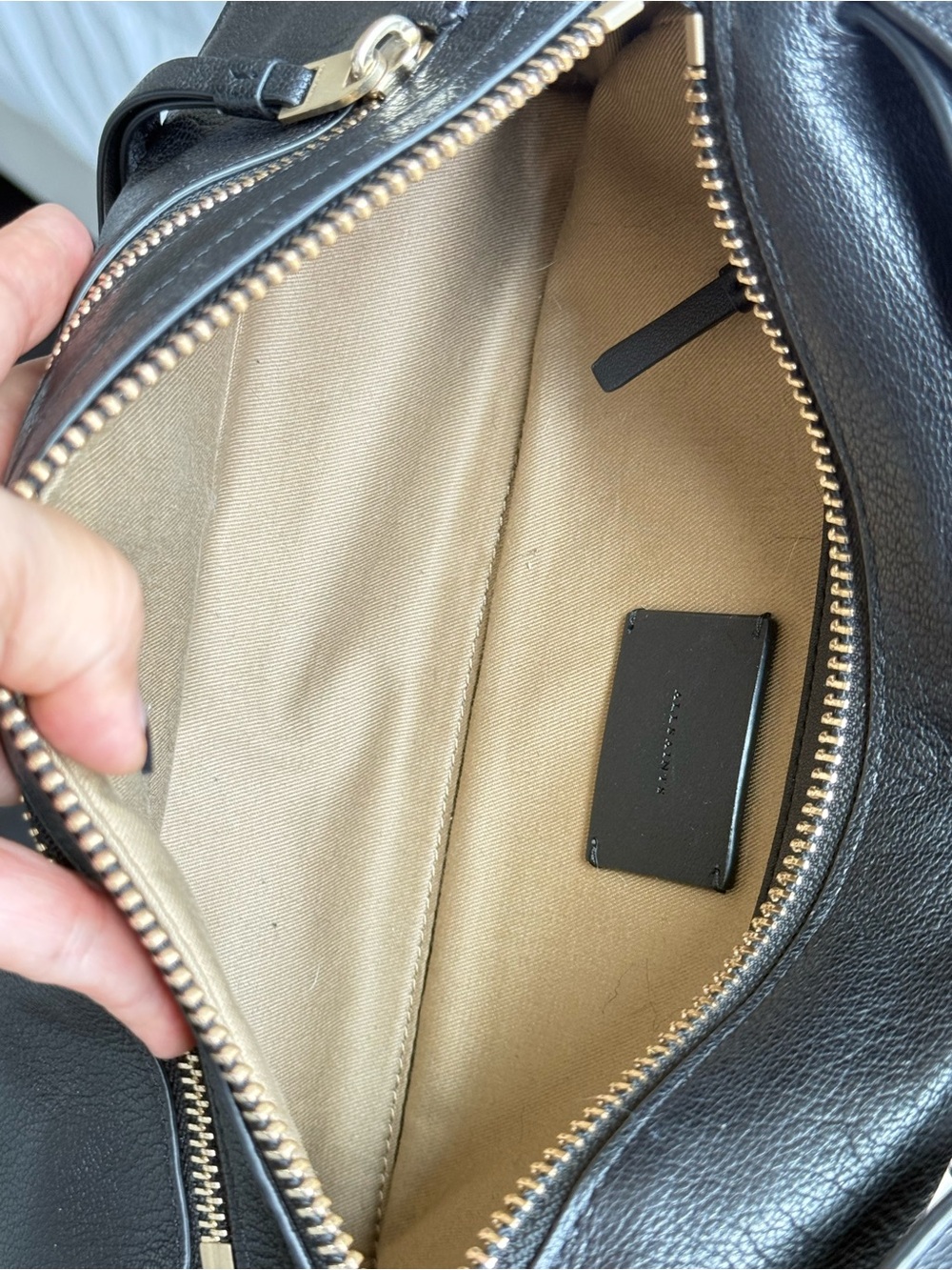 All Saints Black Leather Shoulder Bag with Gold Hardware - Picture 5 of 7